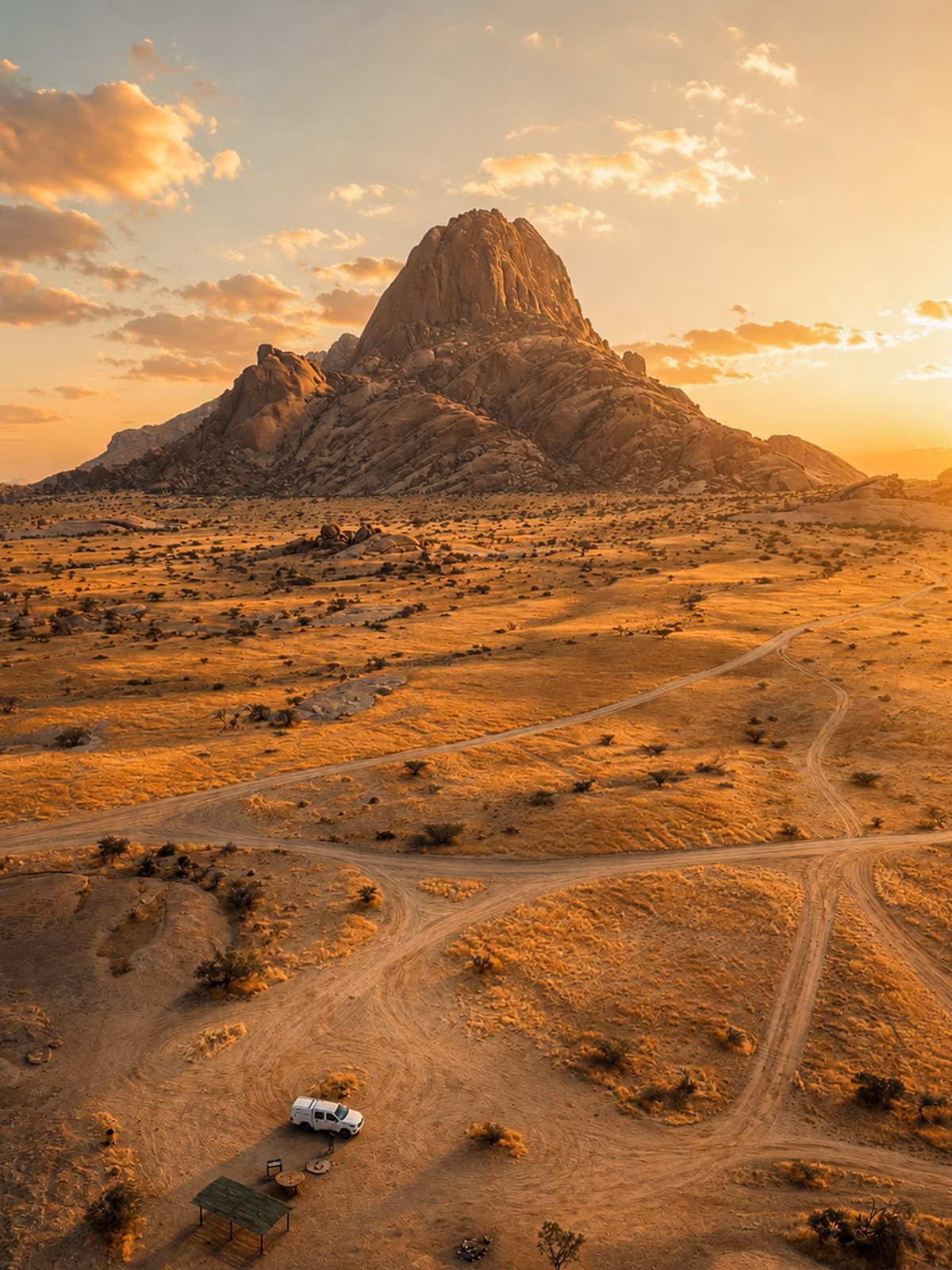 Granite forms rising from the desert at Spitzkoppe